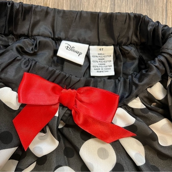 Disney Girls Polka Dot Red Bow Minnie Mouse Bottom Skirt Stretch Elastic Waist 4 - Picture 7 of 8